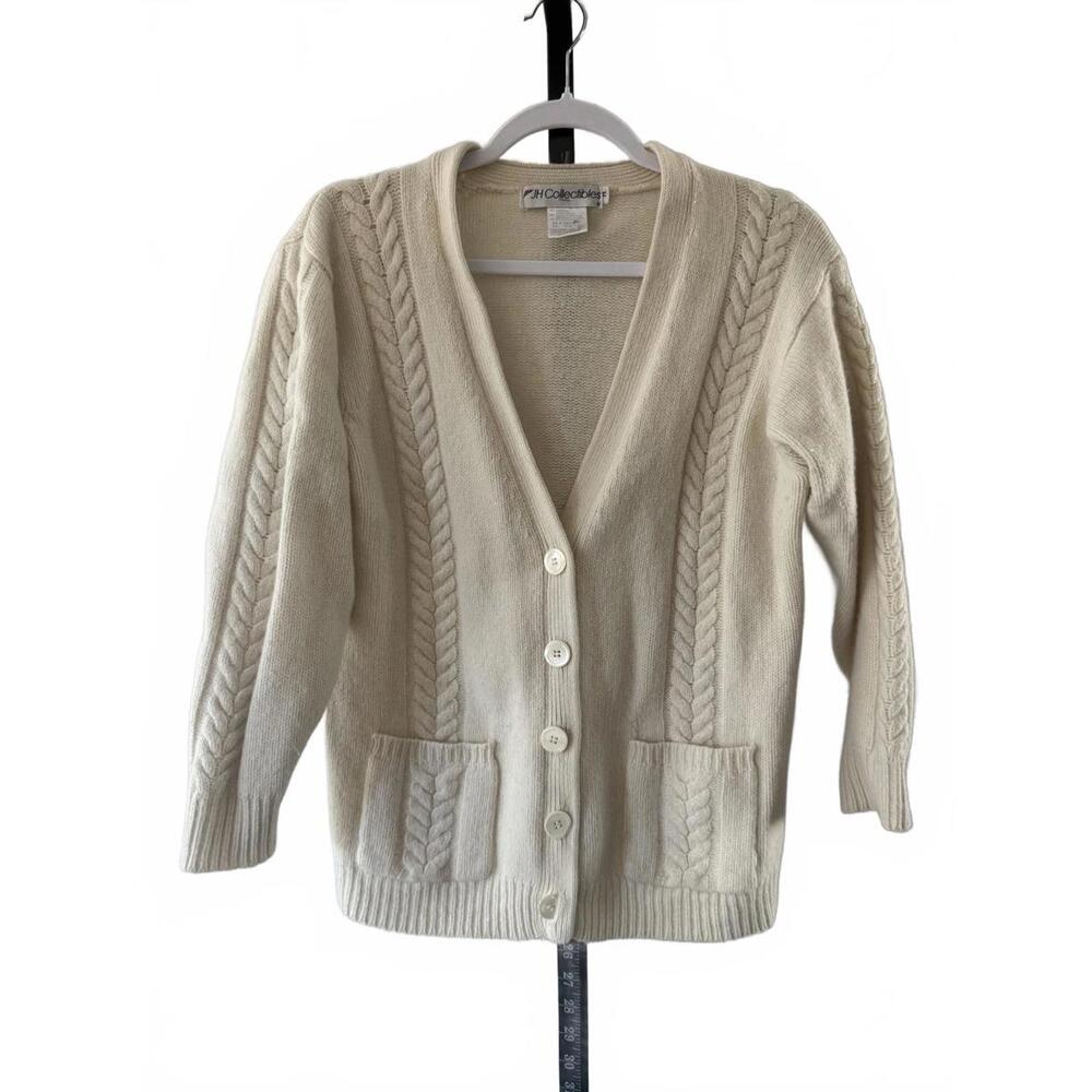 Cream Cable Knit  Angora & Lambs Wool Cardigan Sweater